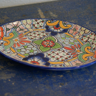 Medium Talavera Serving Platter, Ready to Ship Ceramics Zinnia Folk Arts Red Petunia  