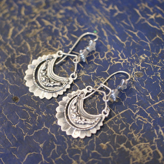 Medium Tlaxcala Arracadas Sterling Silver Earrings Jewelry Zinnia Folk Arts No Stone-with fist  