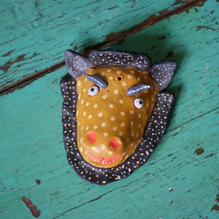 Medium/Small Clay Painted Animal Masks Whimsical Zinnia Folk Arts   