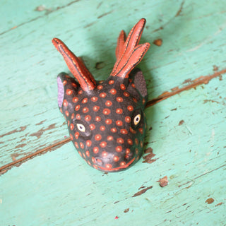 Medium/Small Clay Painted Animal Masks Whimsical Zinnia Folk Arts Black and Terracotta Elk  