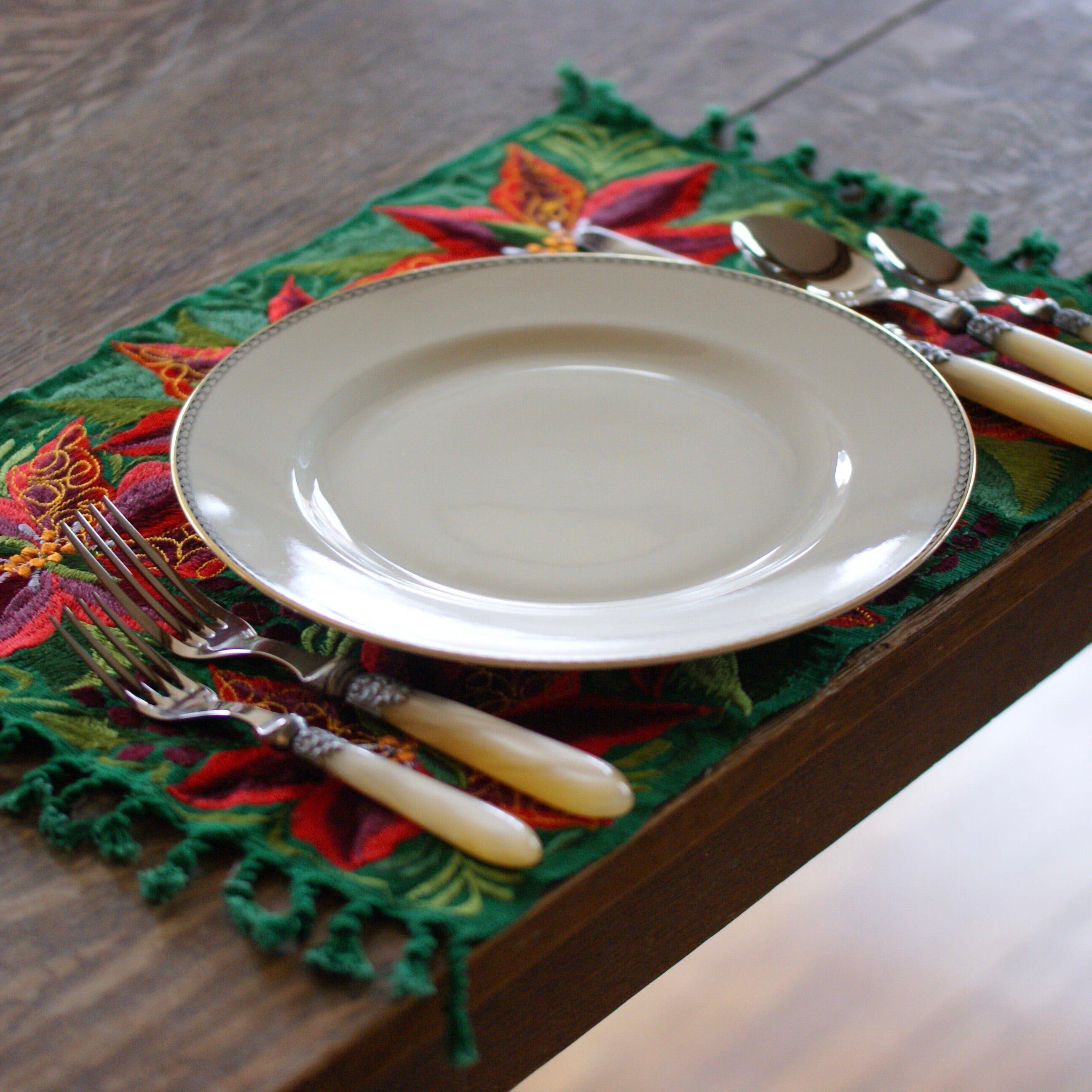 Mexican Christmas Machine Embroidered Placemats Textile Zinnia Folk Arts   