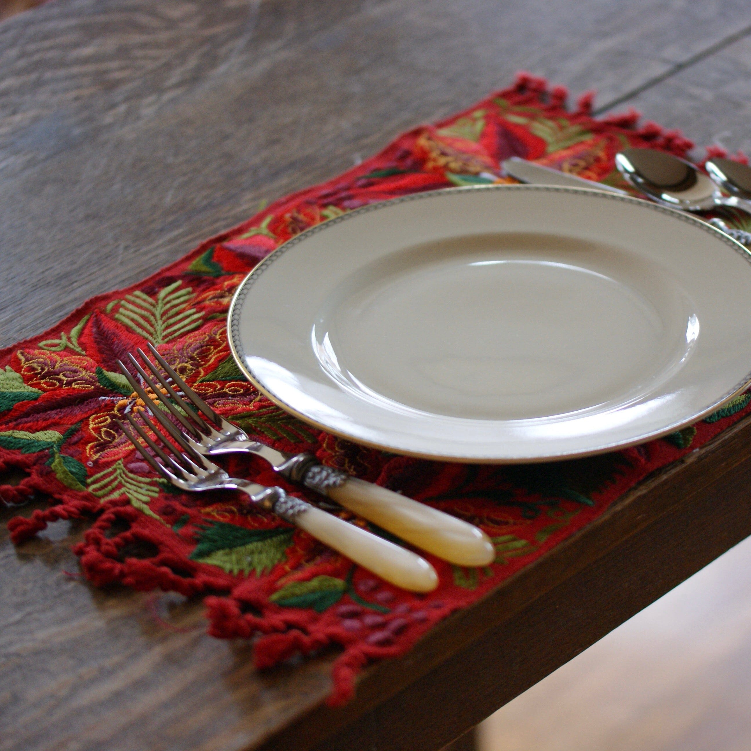 Mexican Christmas Machine Embroidered Placemats Textile Zinnia Folk Arts   