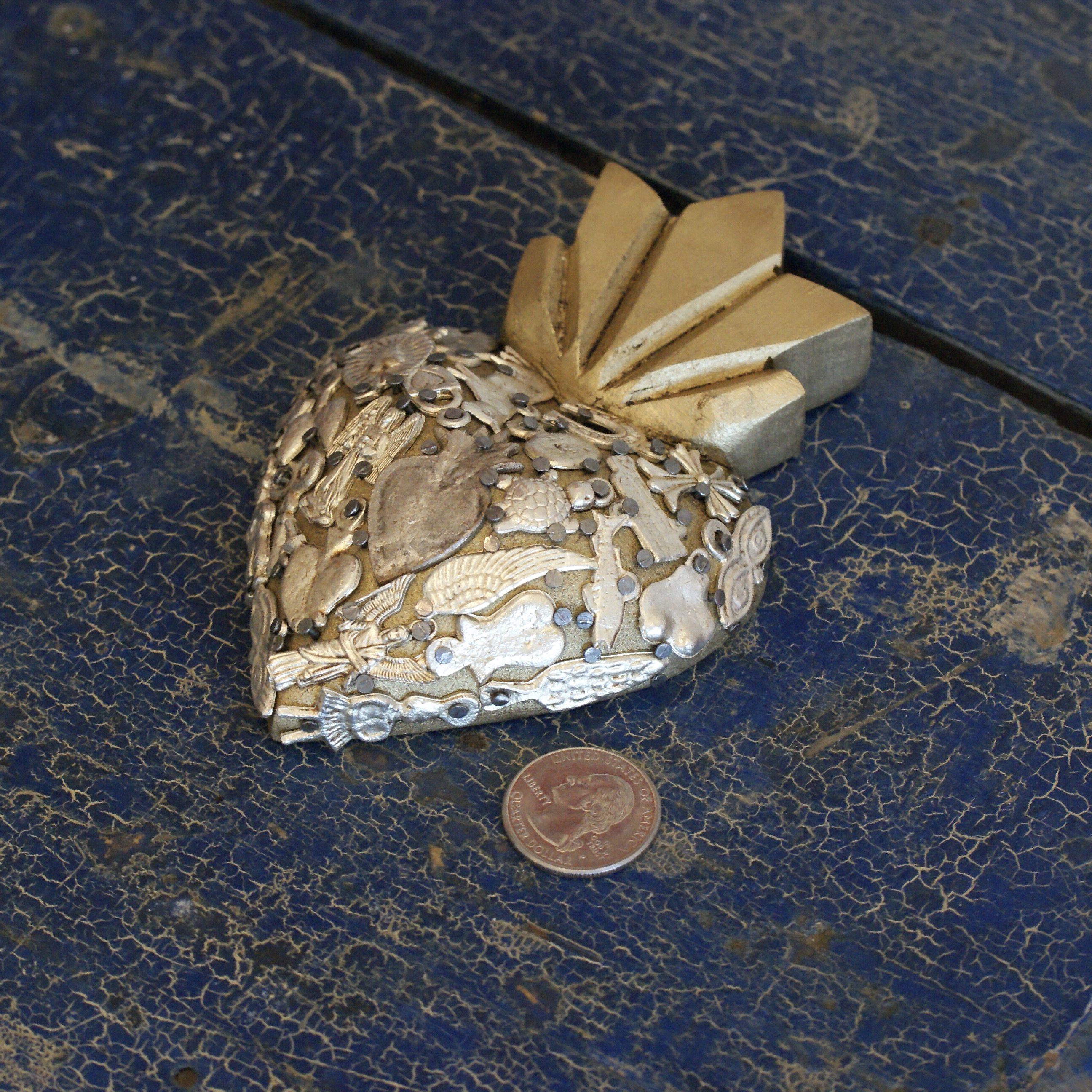 Mexican Milagro-Covered Hearts religious Zinnia Folk Arts   