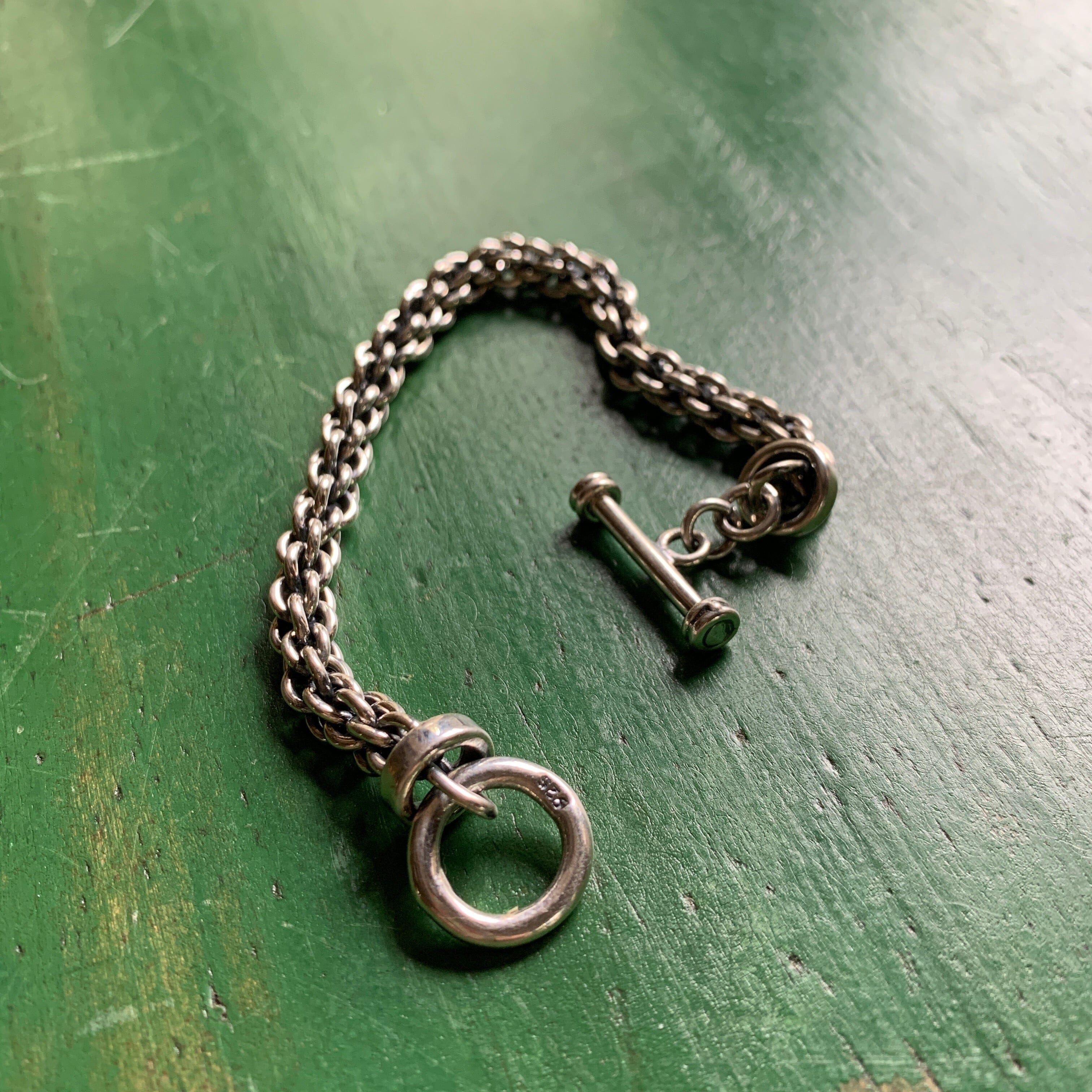 Mexican Sterling Silver Chain Bracelet with Toggle Closure Jewelry Zinnia Folk Arts   