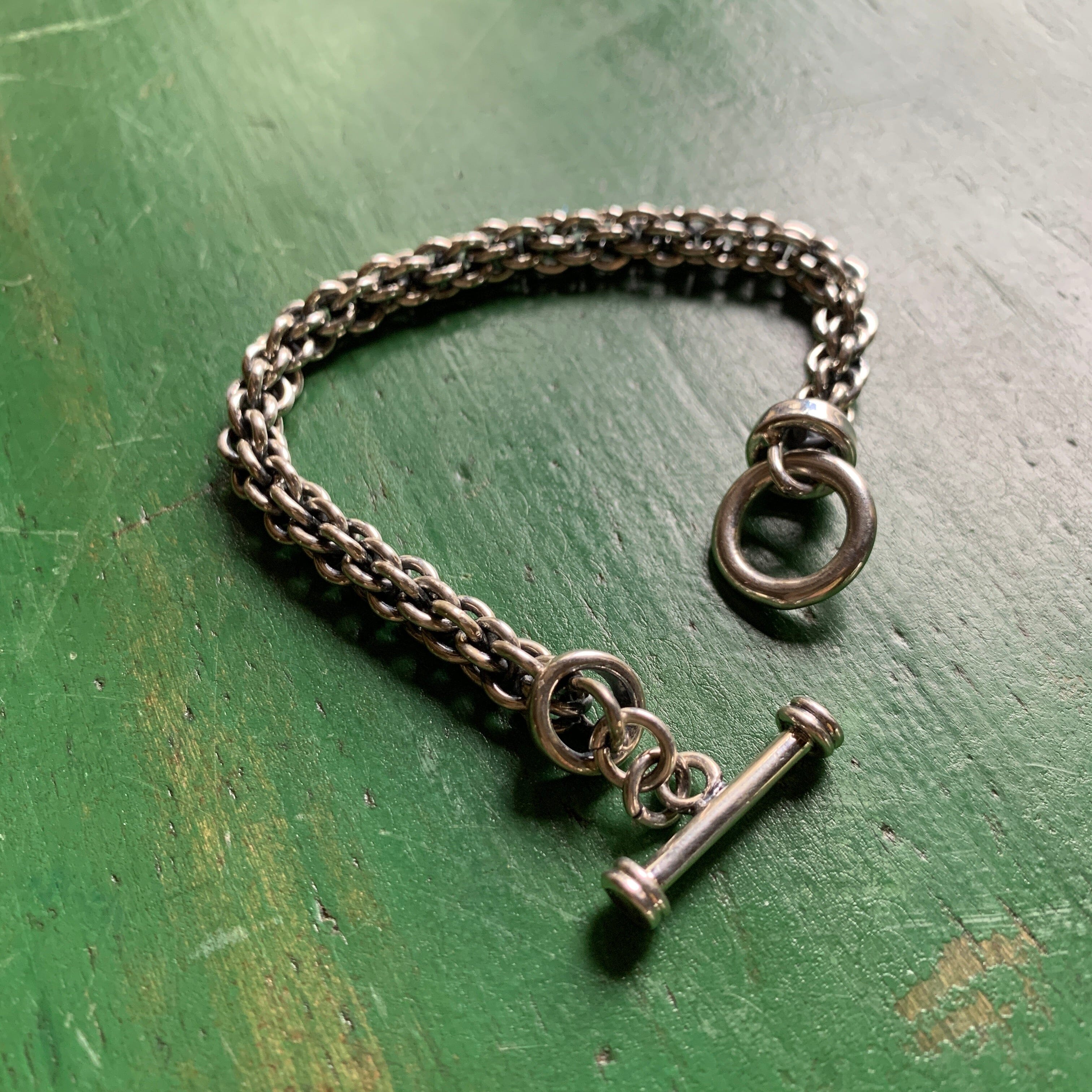 Mexican Sterling Silver Chain Bracelet with Toggle Closure Jewelry Zinnia Folk Arts   