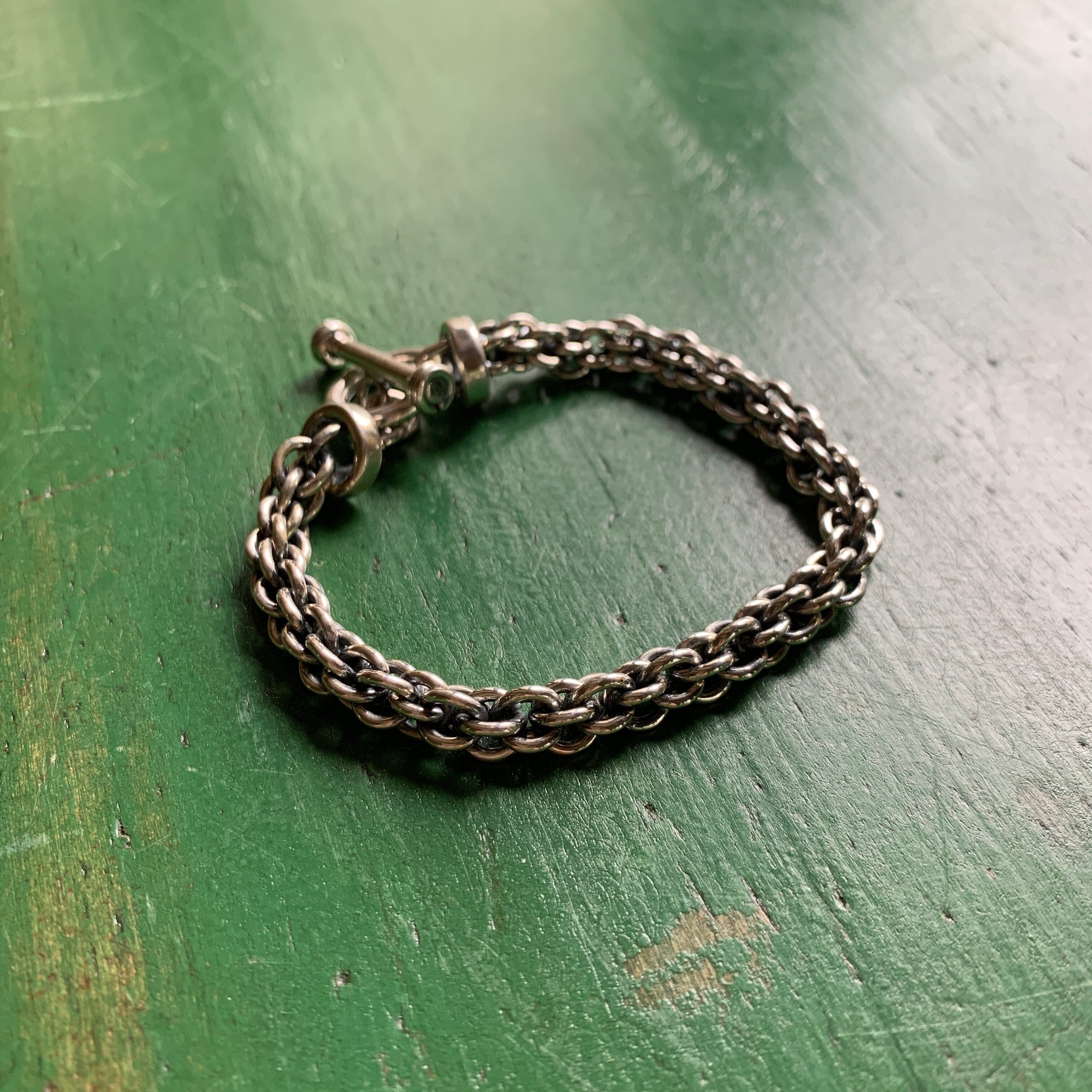 Mexican Sterling Silver Chain Bracelet with Toggle Closure Jewelry Zinnia Folk Arts   