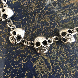 Mexican Sterling Silver Day of the Dead Skull Bracelet Jewelry Zinnia Folk Arts   