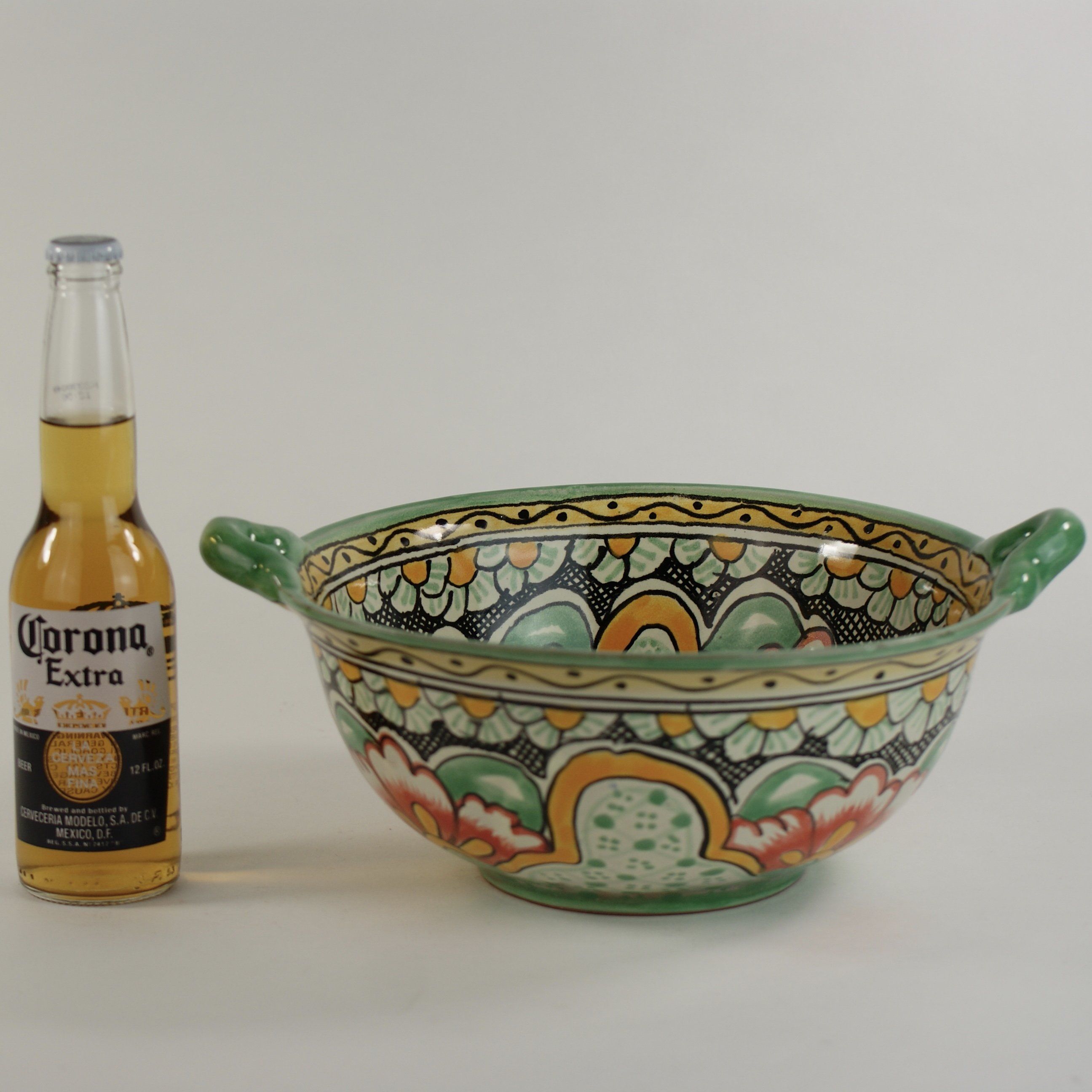 Mexican Talavera Cazuela Bowls with Handles, 12", Ready to Ship Ceramics Zinnia Folk Arts   