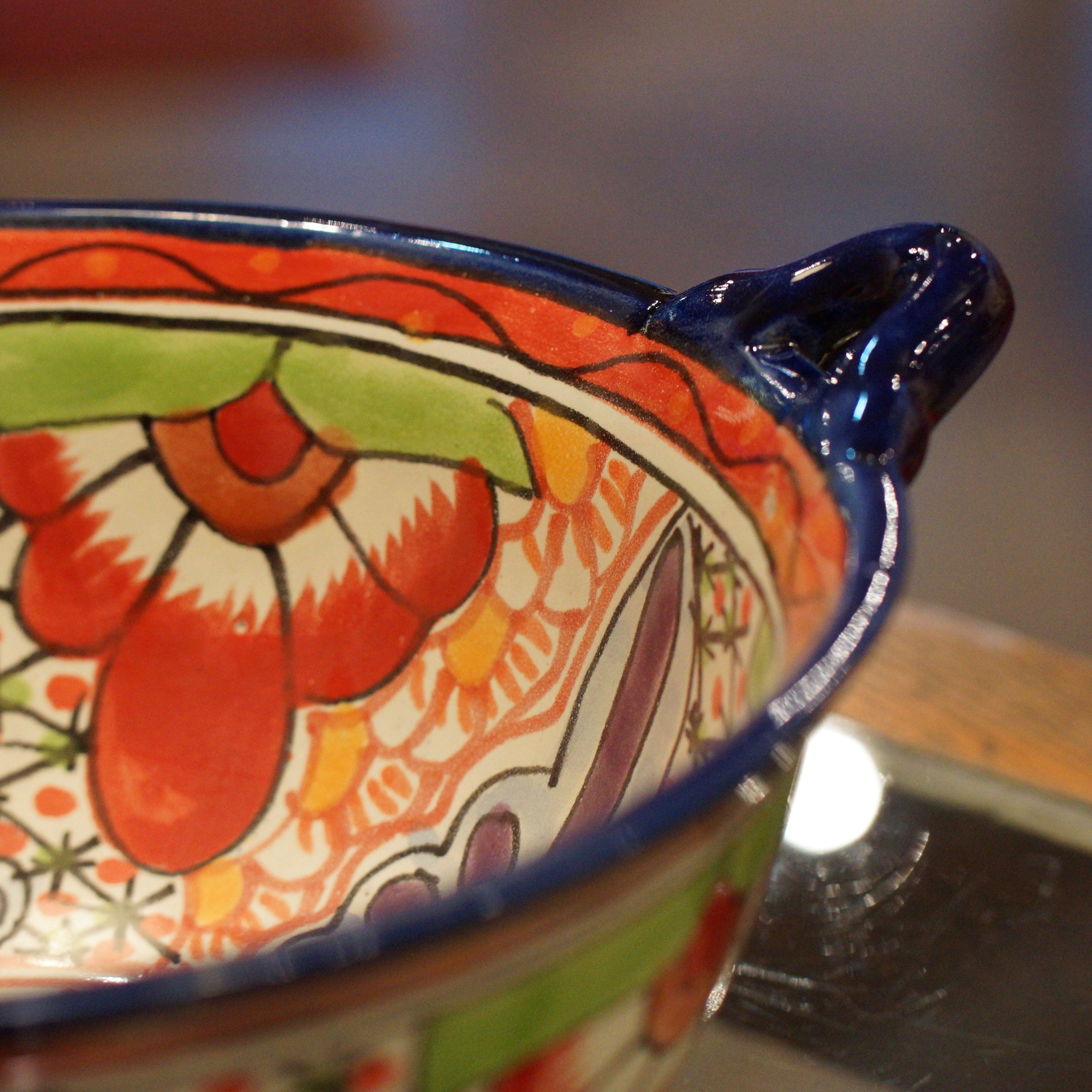 Mexican Talavera Cazuela Bowls with Handles, 12", Ready to Ship Ceramics Zinnia Folk Arts   
