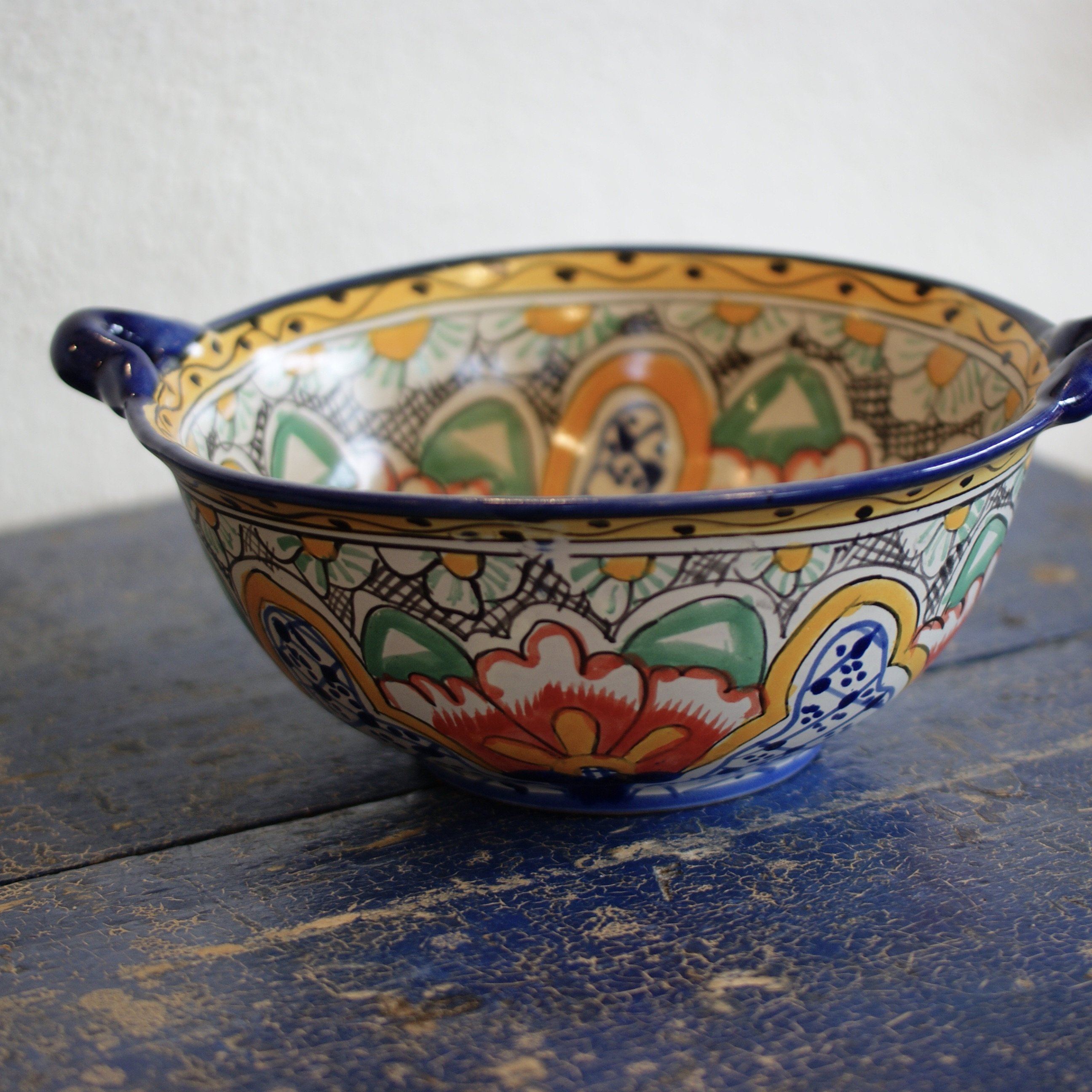 Mexican Talavera Cazuela Bowls with Handles, 12", Ready to Ship Ceramics Zinnia Folk Arts   