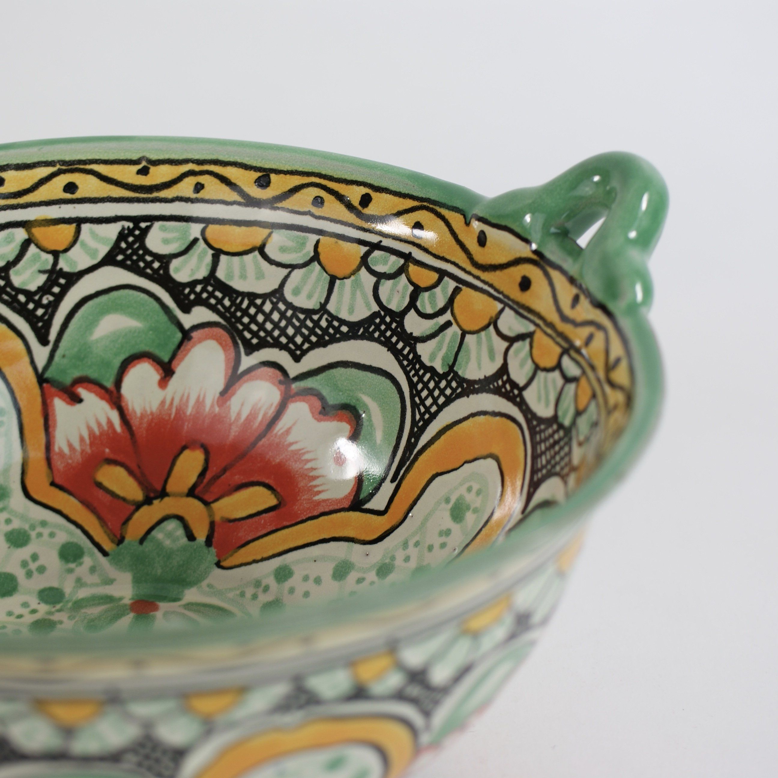 Mexican Talavera Cazuela Bowls with Handles, 12", Ready to Ship Ceramics Zinnia Folk Arts   