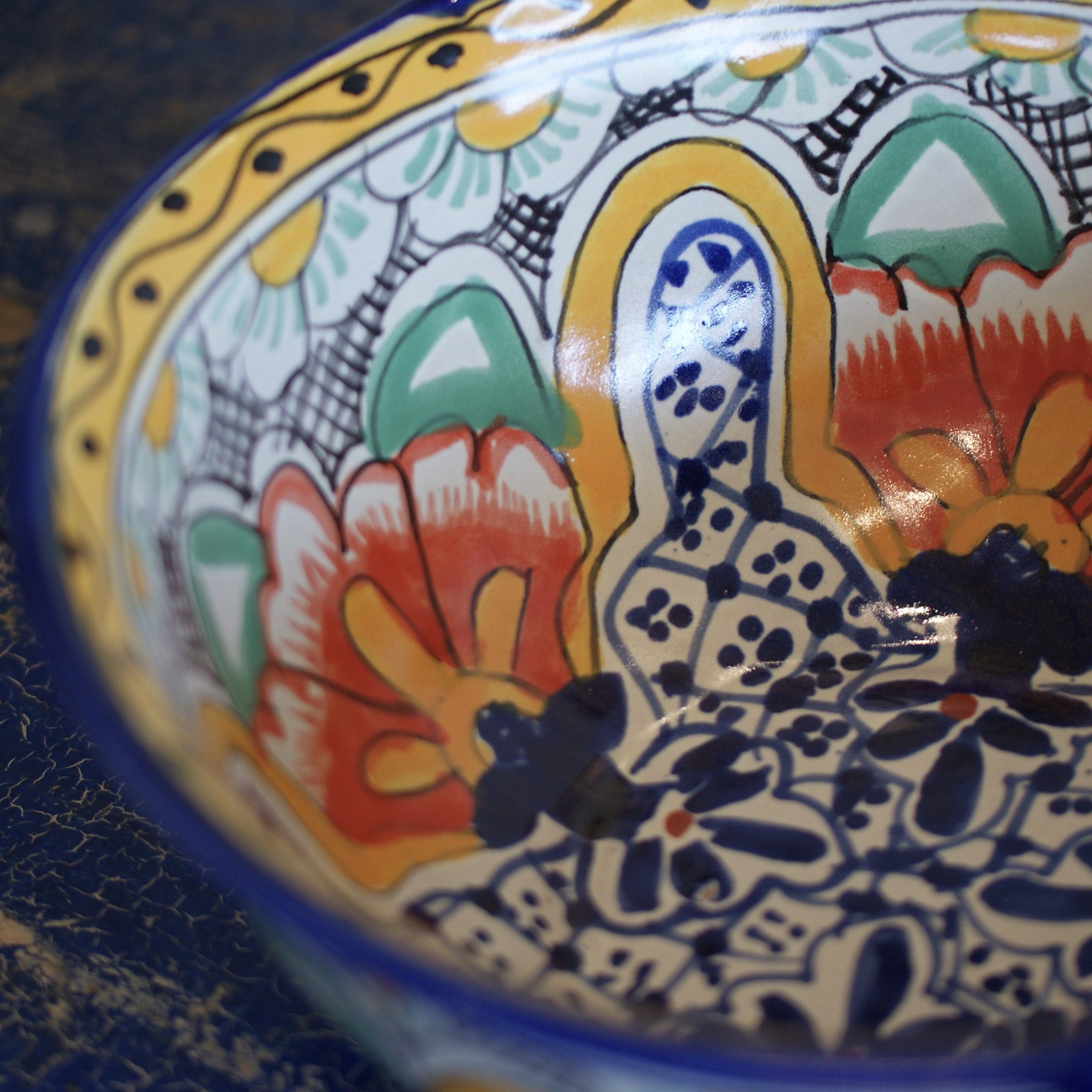 Mexican Talavera Cazuela Bowls with Handles, 12", Ready to Ship Ceramics Zinnia Folk Arts   