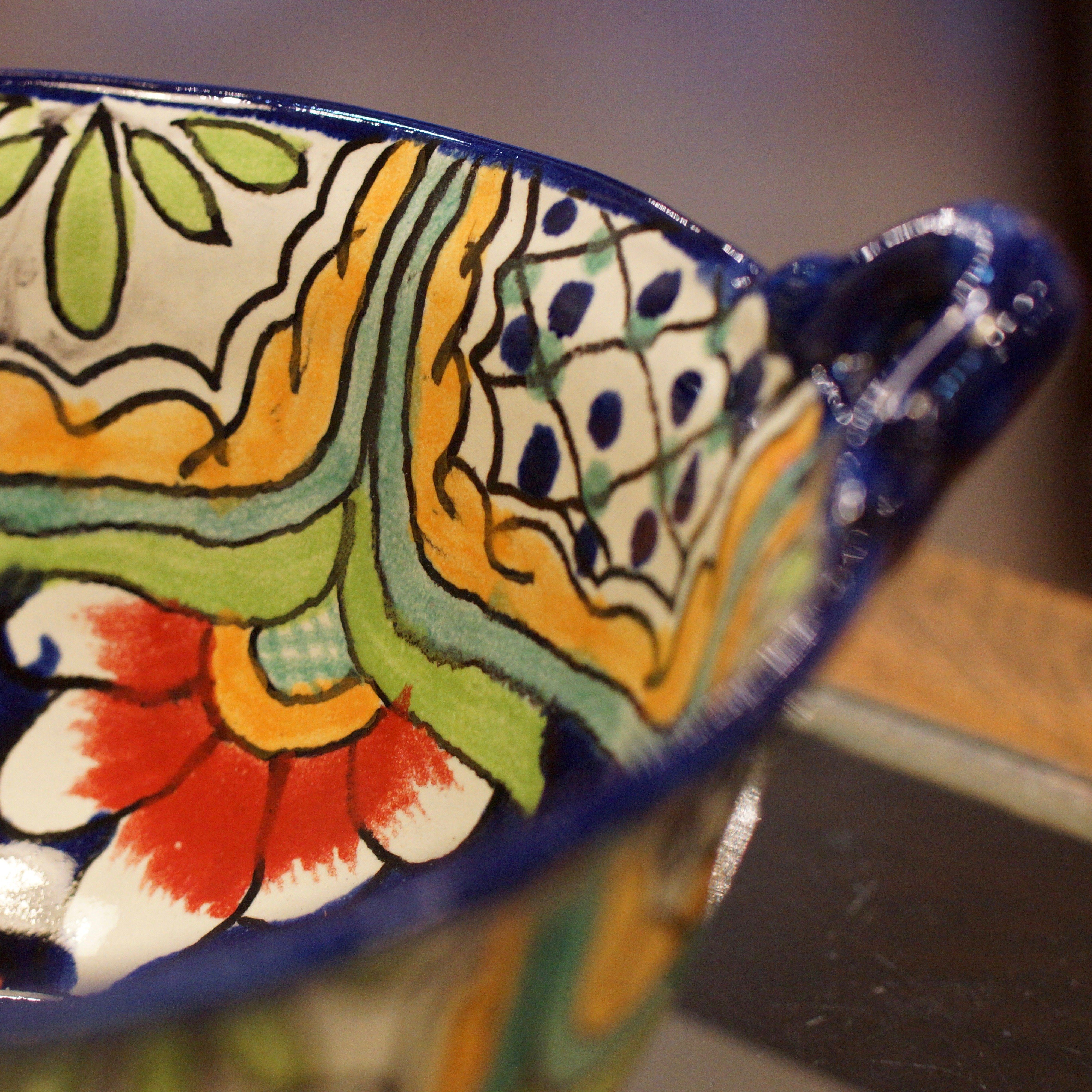 Mexican Talavera Cazuela Bowls with Handles, 12", Ready to Ship Ceramics Zinnia Folk Arts   