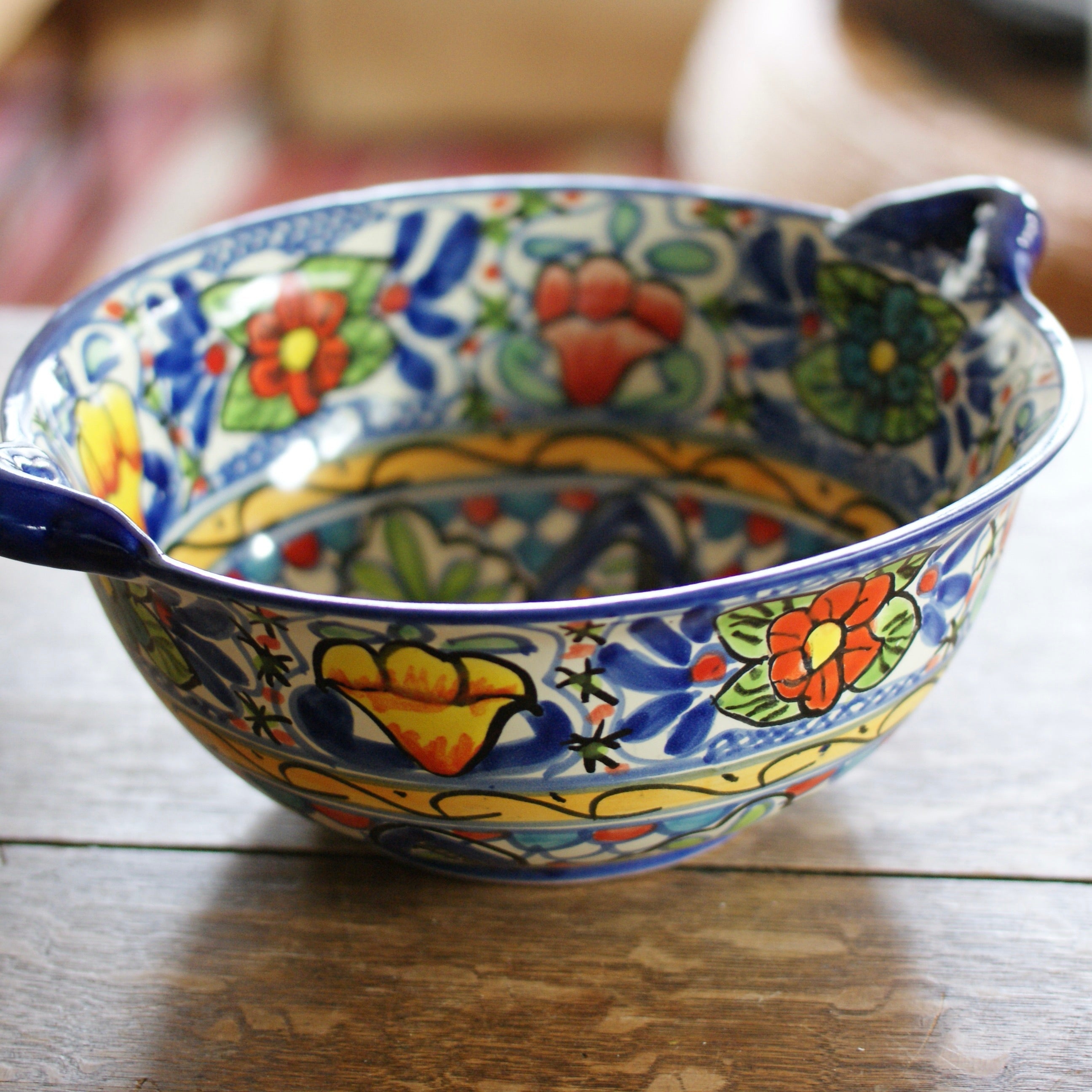 Mexican Talavera Cazuela Bowls with Handles, 12", Ready to Ship Ceramics Zinnia Folk Arts   