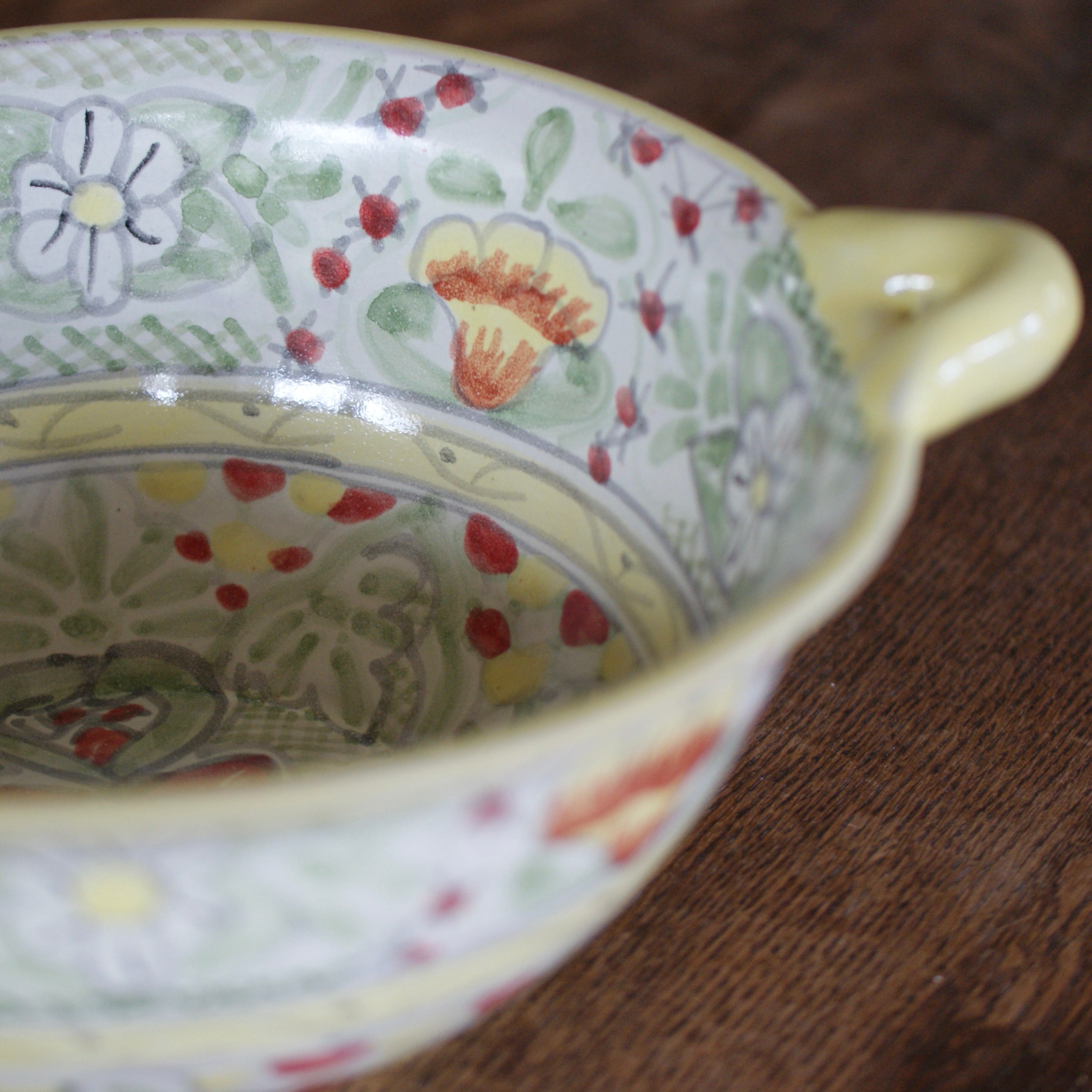 Mexican Talavera Cazuela Bowls with Handles, 12", Ready to Ship Ceramics Zinnia Folk Arts Amarillo  