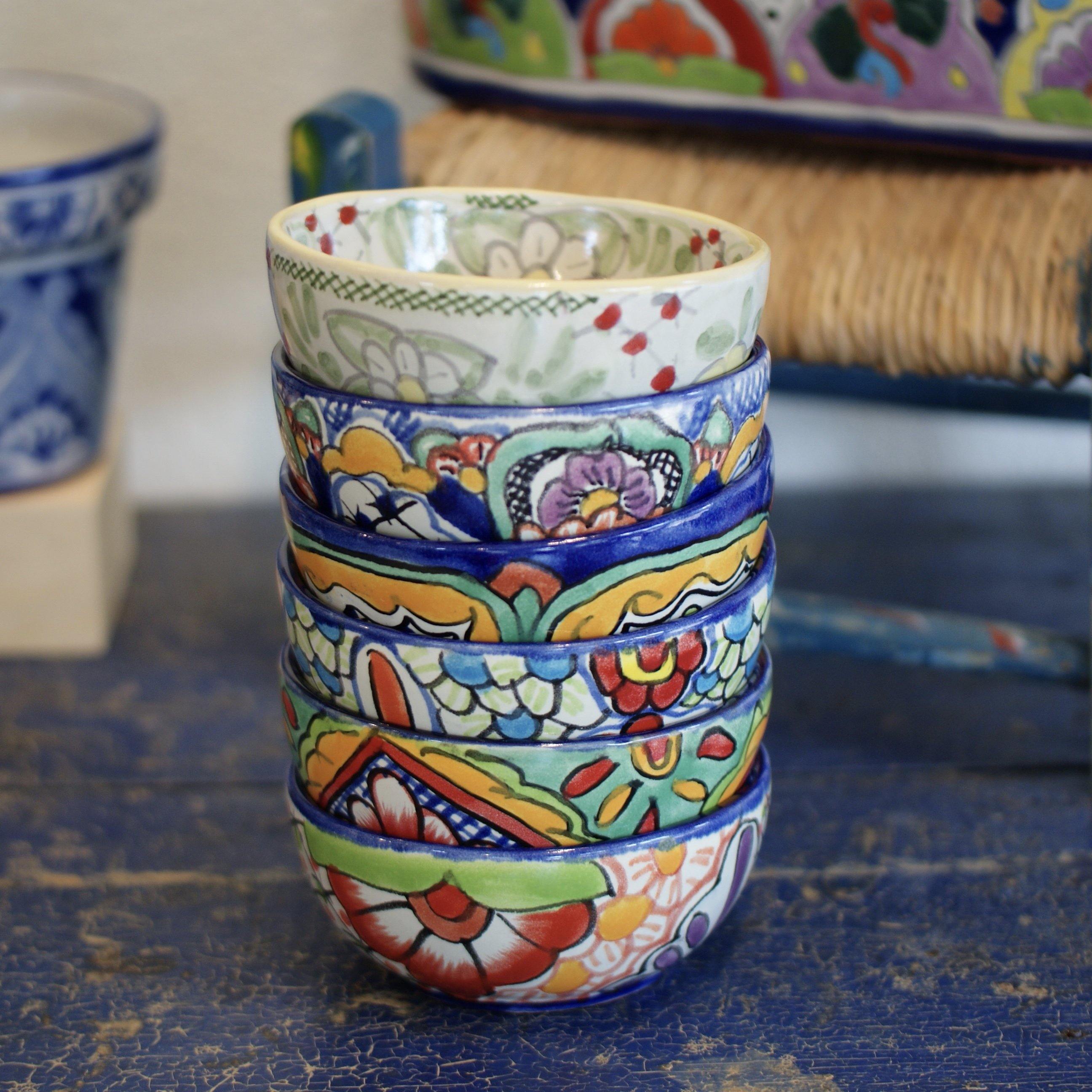 Mexican Talavera Cereal Bowls, Ready to Ship Ceramics Zinnia Folk Arts   
