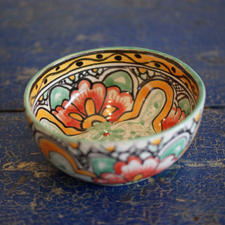 Mexican Talavera Cereal Bowls, Ready to Ship Ceramics Zinnia Folk Arts Mint Green  