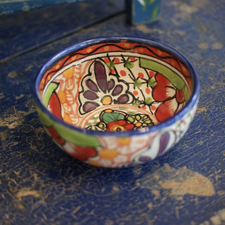 Mexican Talavera Cereal Bowls, Ready to Ship Ceramics Zinnia Folk Arts Rojo  