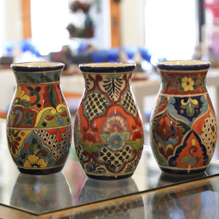 Mexican Talavera Flower Vase, Ready to Ship Ceramics Zinnia Folk Arts   