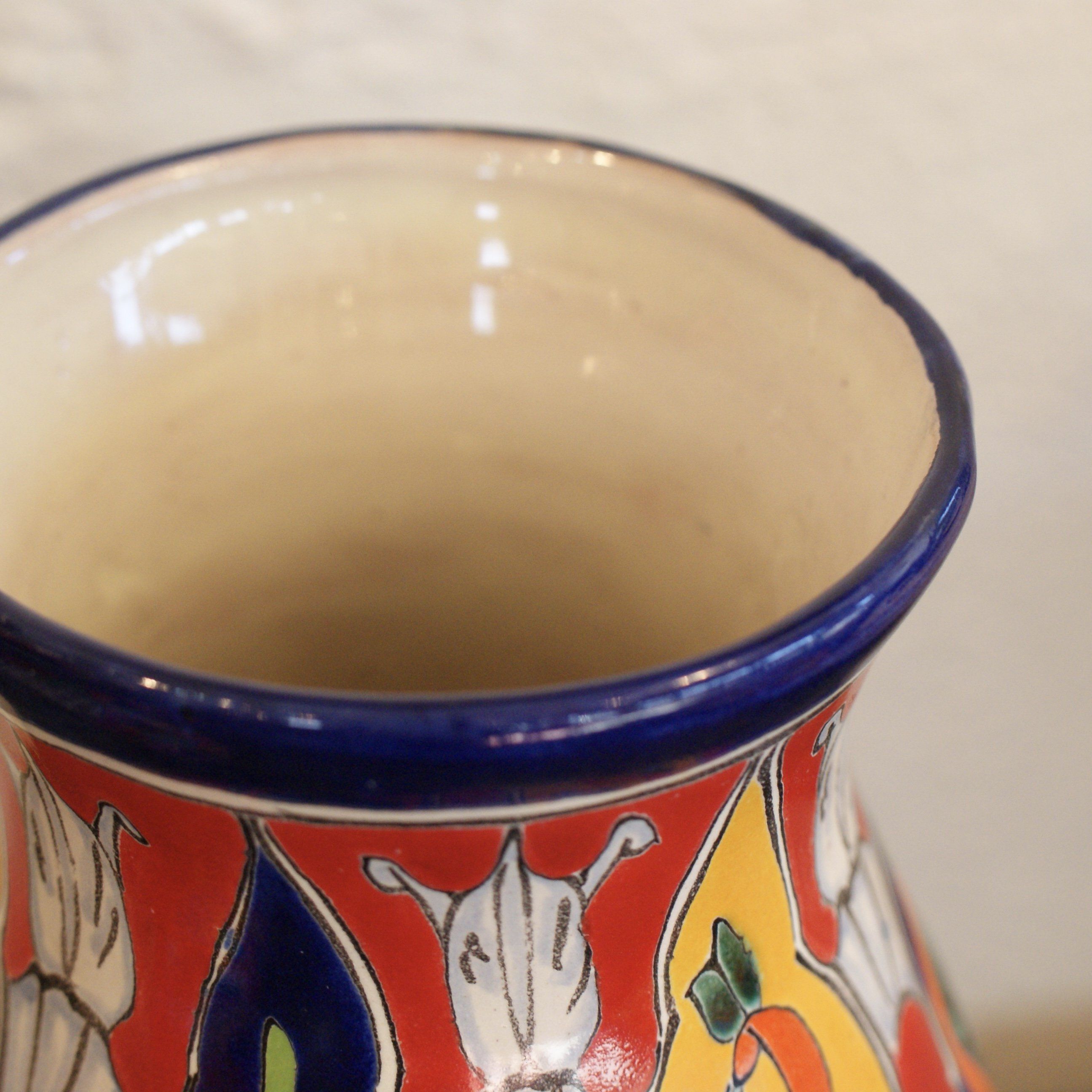 Mexican Talavera Flower Vase, Ready to Ship Ceramics Zinnia Folk Arts   