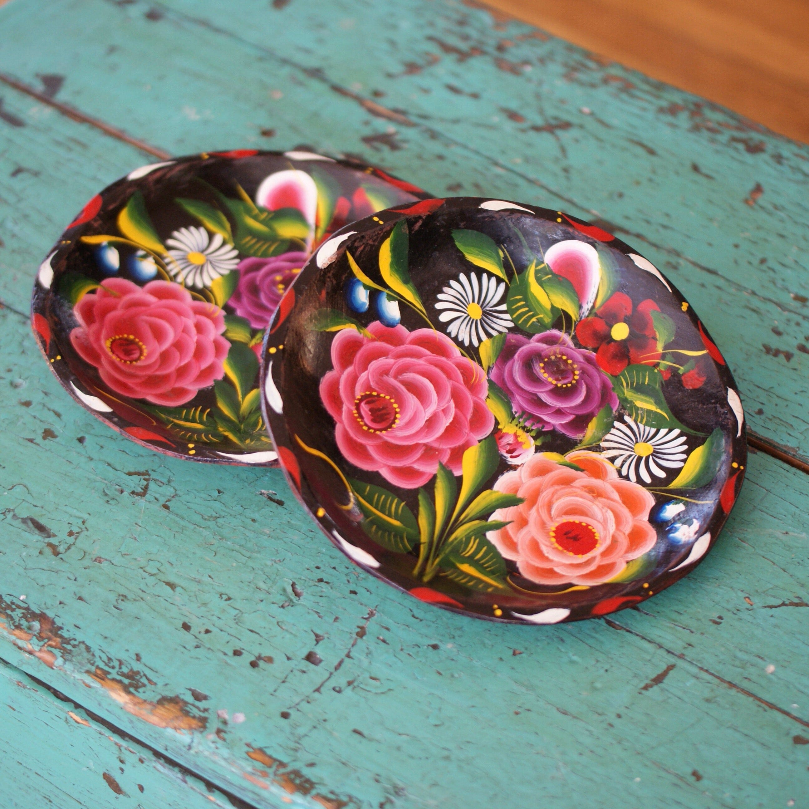 Michoacán Painted Wooden Trays Home Decor Zinnia Folk Arts Tiny  