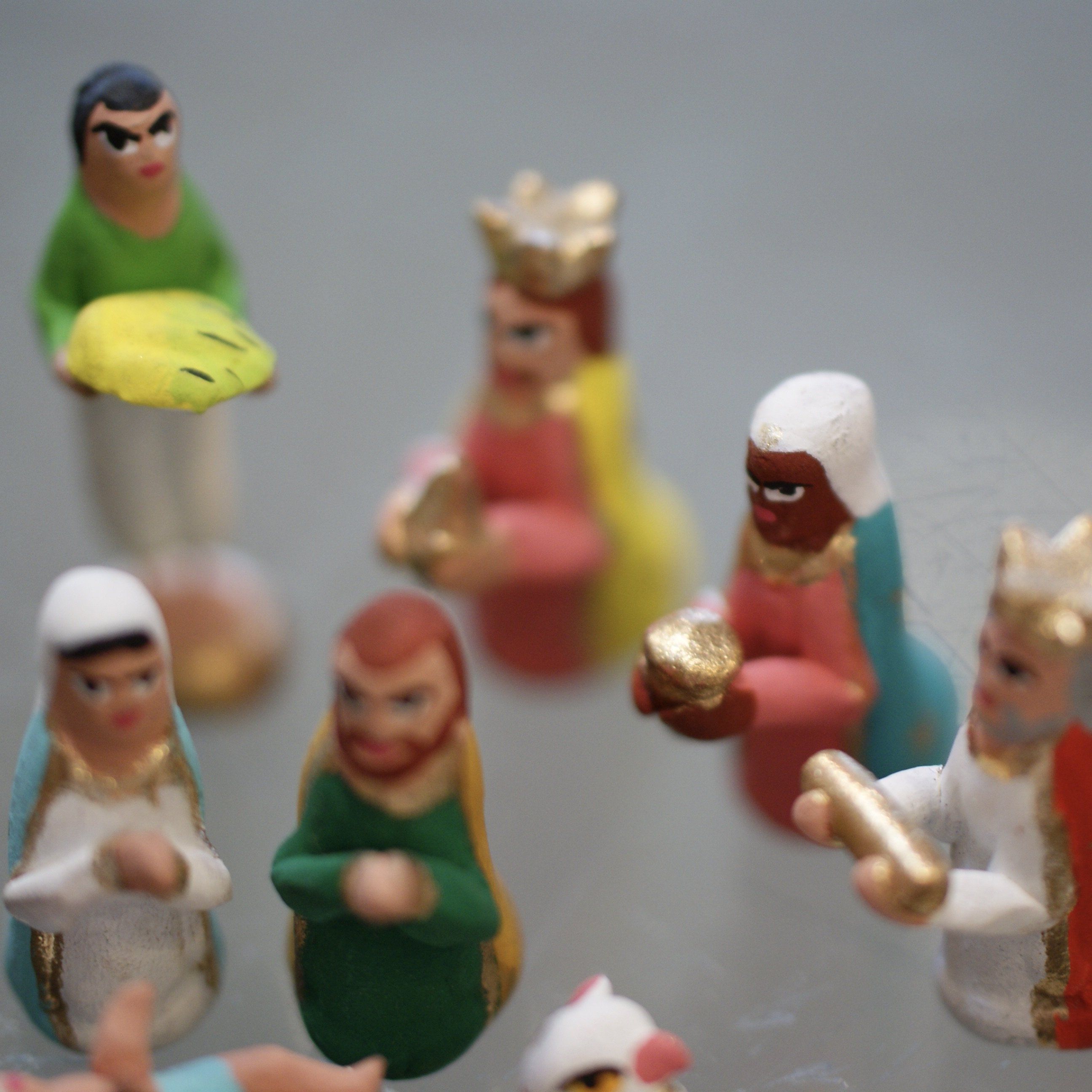 Extra Mini Clay Tlaxcala Nativity Scene, 12 pieces Christmas Zinnia Folk Arts   