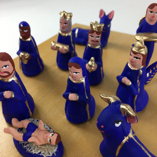 Mini and Extra Mini Clay Tlaxcala Nativity Scene, 12 pieces Christmas Zinnia Folk Arts   