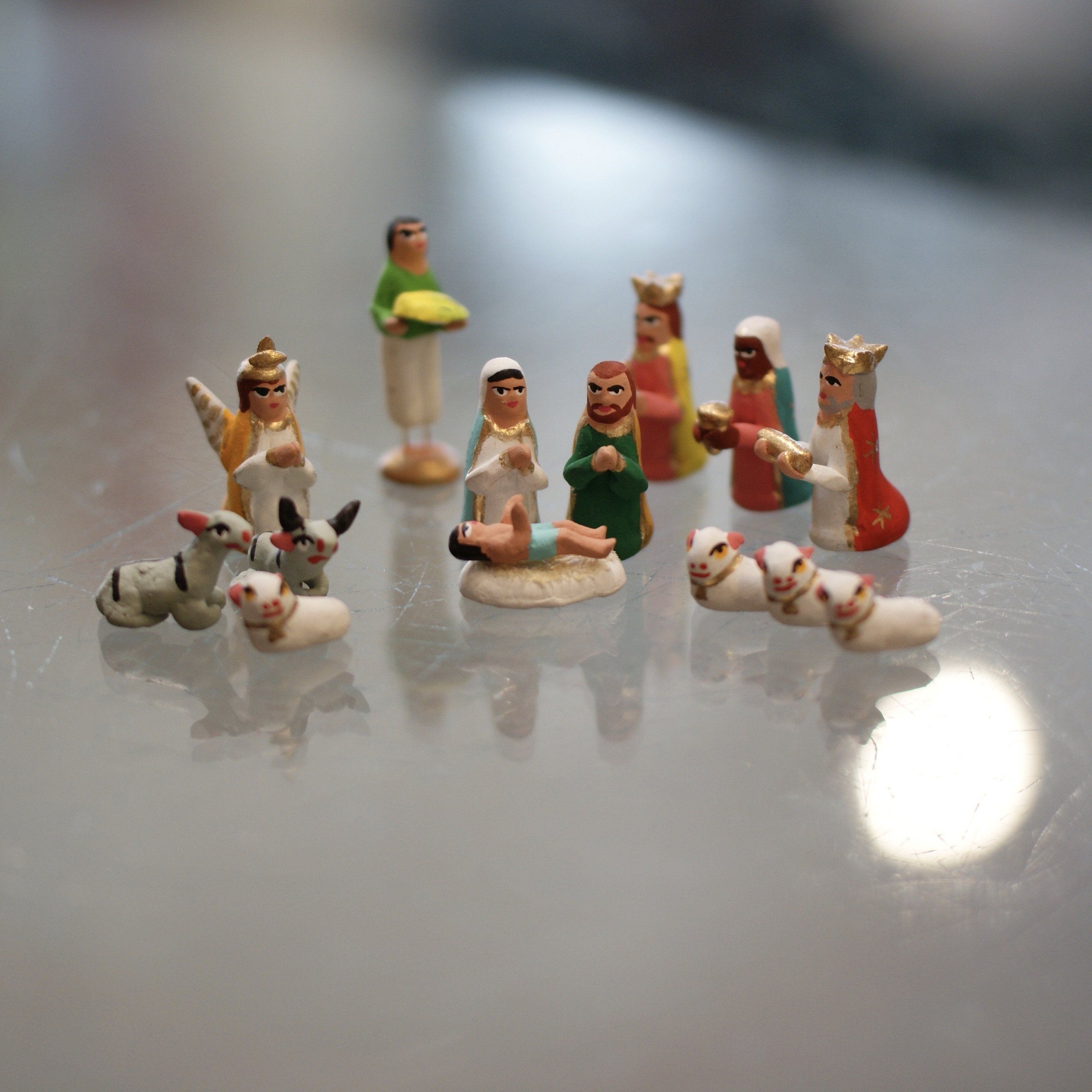 Extra Mini Clay Tlaxcala Nativity Scene, 12 pieces Christmas Zinnia Folk Arts   