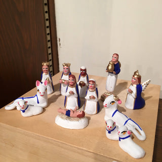 Mini and Extra Mini Clay Tlaxcala Nativity Scene, 12 pieces Christmas Zinnia Folk Arts   