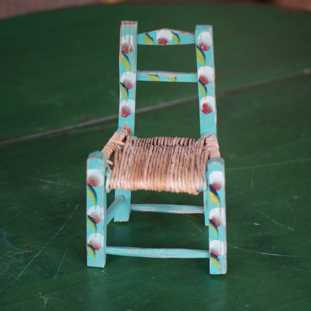 Miniature Painted Wooden Chair  Zinnia Folk Arts Green  