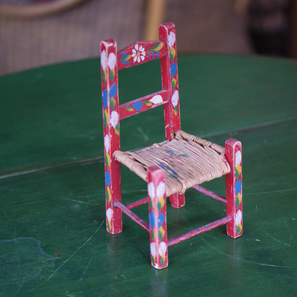 Miniature Painted Wooden Chair  Zinnia Folk Arts Red  