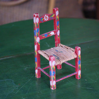 Miniature Painted Wooden Chair  Zinnia Folk Arts Red  