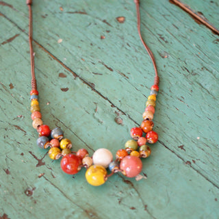 Multi-color Ceramic Bead Necklaces  Zinnia Folk Arts   