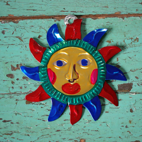 Multi Colored Sun Painted Tin Ornaments Christmas Zinnia Folk Arts   