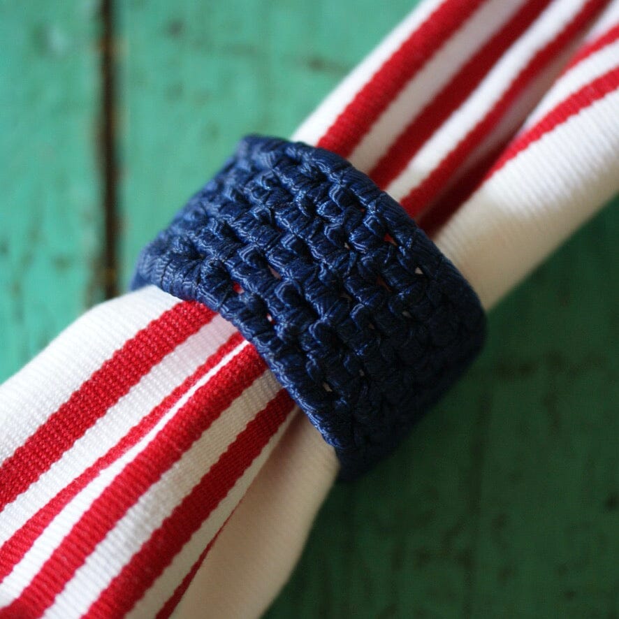 Napkin Rings, Set of 2 Zinnia Folk Arts Navy Woven