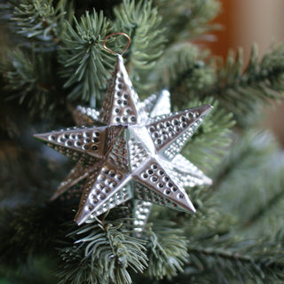 Natural Tin Stars with Tiny Holes Christmas Zinnia Folk Arts   