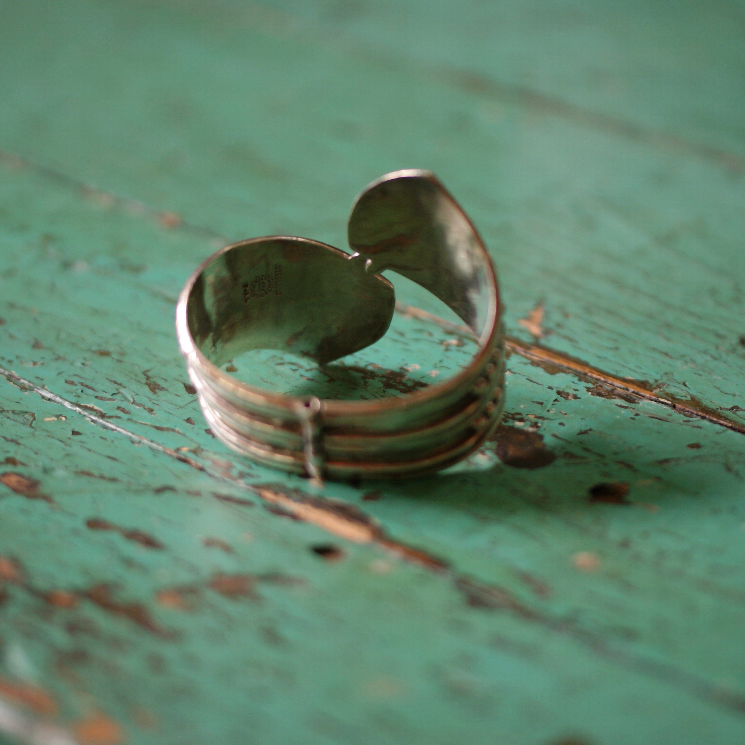 Old Mexico Silver Center Opening Bracelet Jewelry Zinnia Folk Arts   