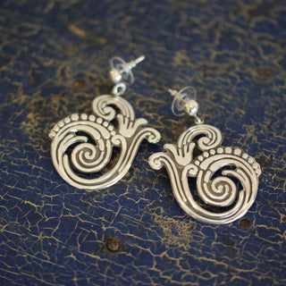 Old Mexico Silver Earrings, Romero Jewelry Zinnia Folk Arts   