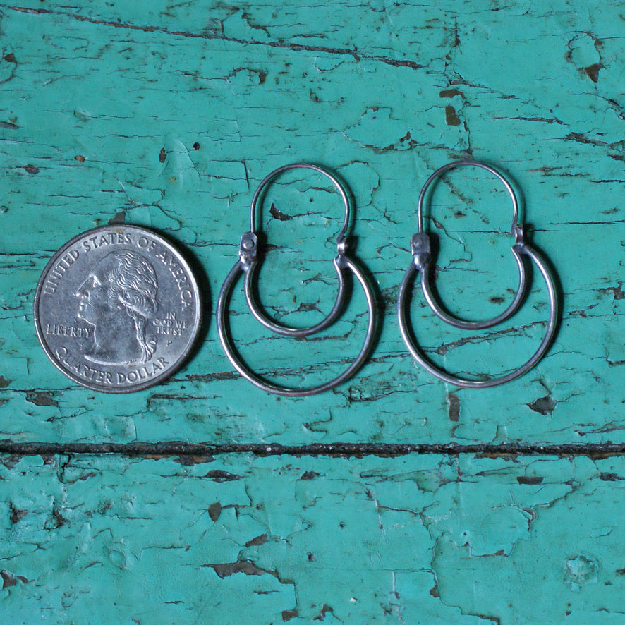 Open Half-Moon Shape Silver Mexican Arracadas, Medium Jewelry Victor's   