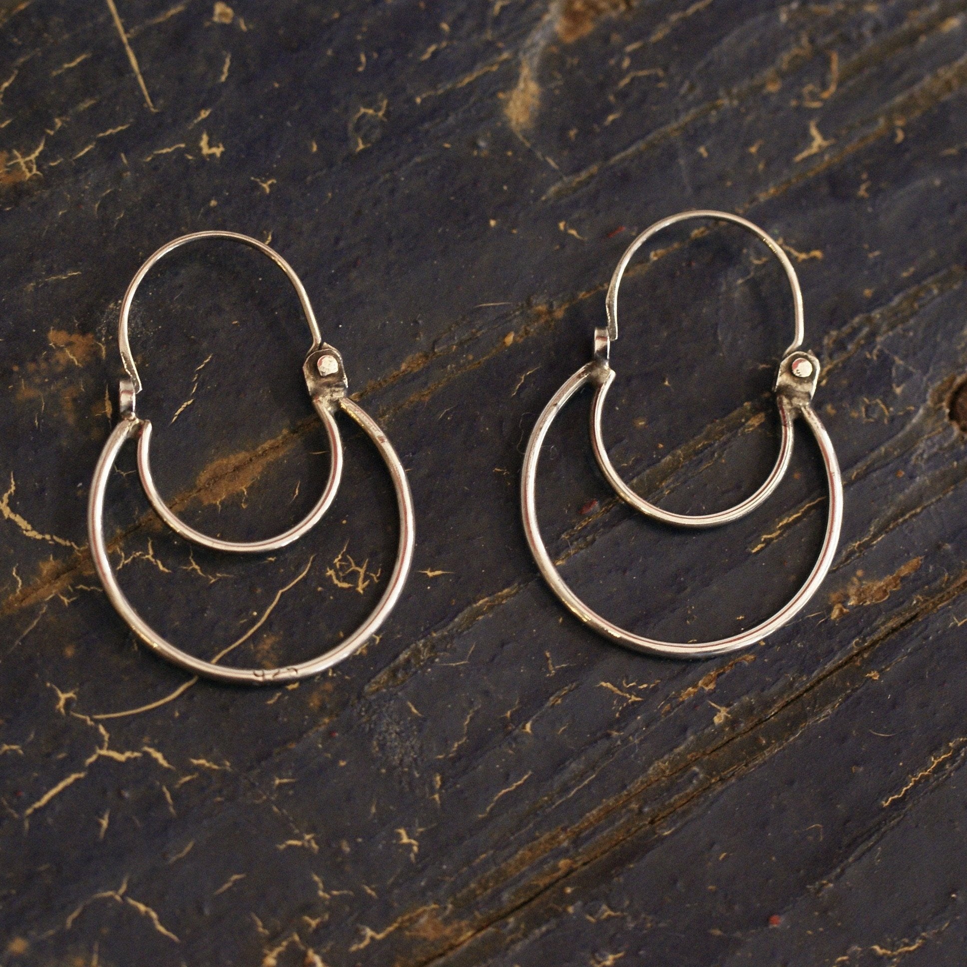 Open Half-Moon Shape Silver Mexican Arracadas, Medium Jewelry Victor's   