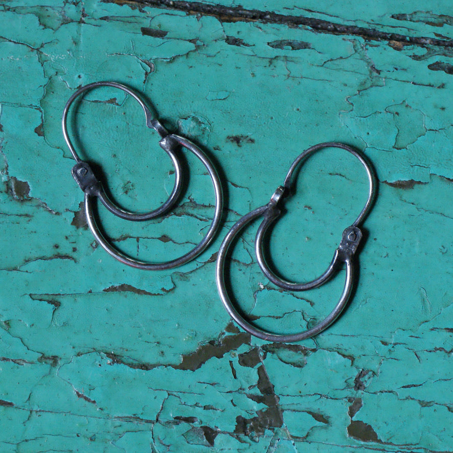 Open Half-Moon Shape Silver Mexican Arracadas, Medium Jewelry Victor's   