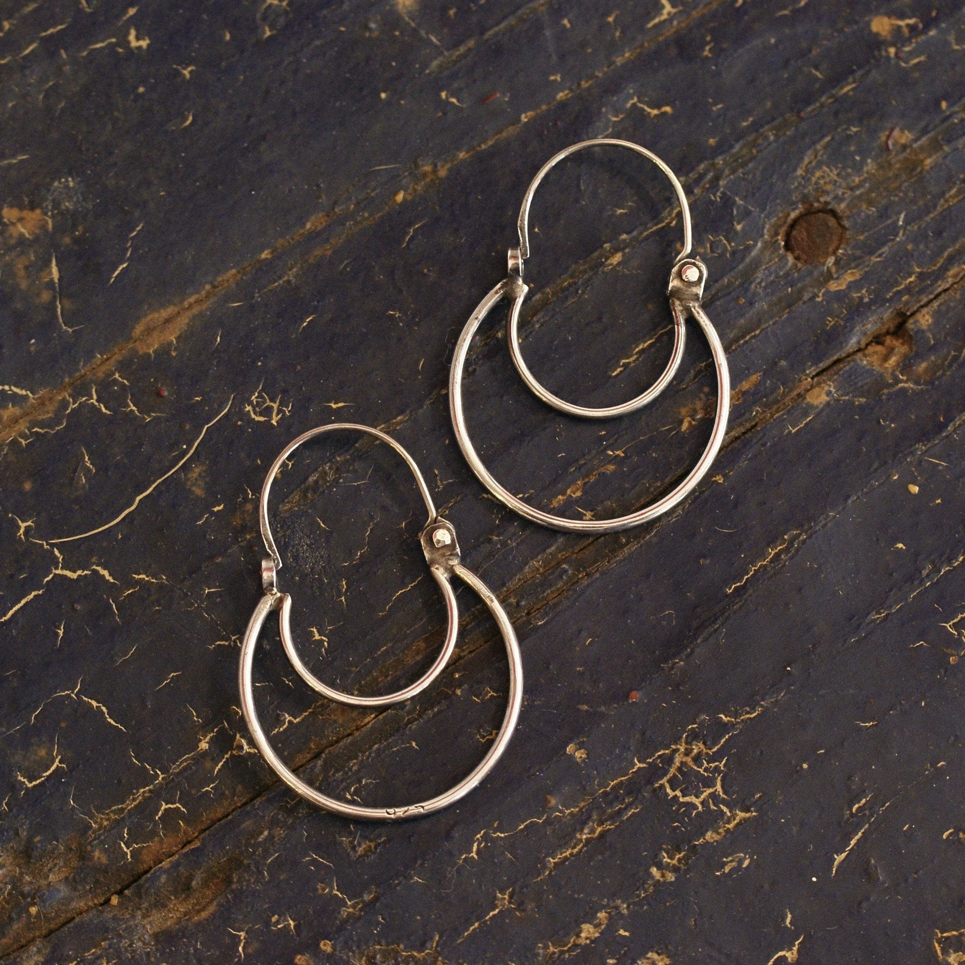 Open Half-Moon Shape Silver Mexican Arracadas, Medium Jewelry Victor's   