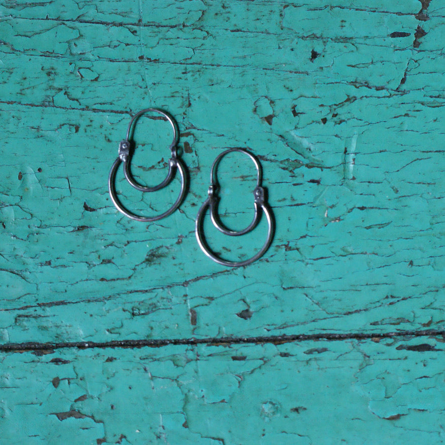 Open Half-Moon Shape Silver Mexican Arracadas, Medium Jewelry Victor's Chico  