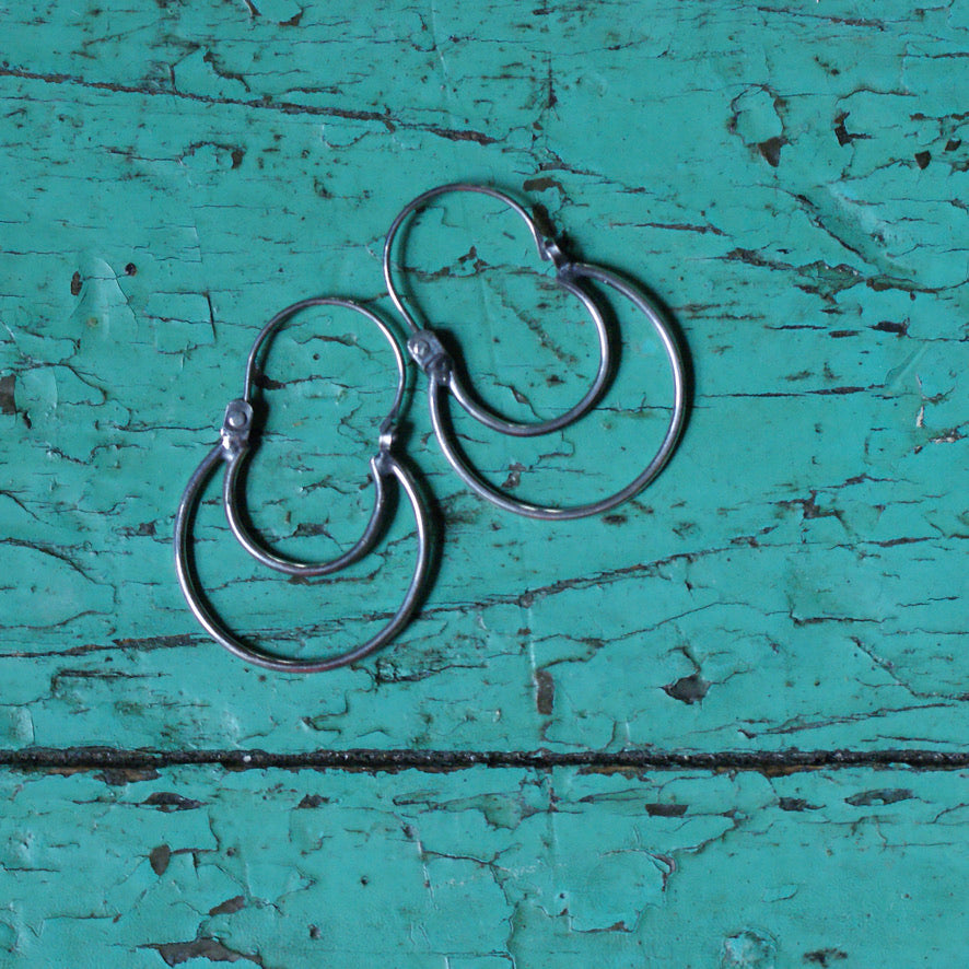 Open Half-Moon Shape Silver Mexican Arracadas, Medium Jewelry Victor's Medium  