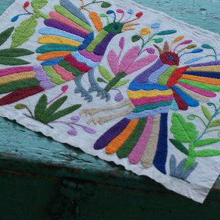 Otomi Hand Embroidered Placemats, Multi-colored Textile Zinnia Folk Arts #18  