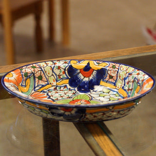 Oval-Shaped Mexican Talavera Serving Bowl Ceramics Zinnia Folk Arts   