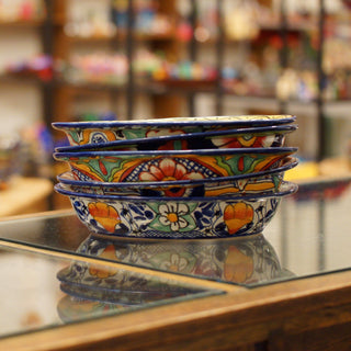 Oval-Shaped Mexican Talavera Serving Bowl Ceramics Zinnia Folk Arts   