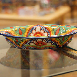 Oval-Shaped Mexican Talavera Serving Bowl Ceramics Zinnia Folk Arts   