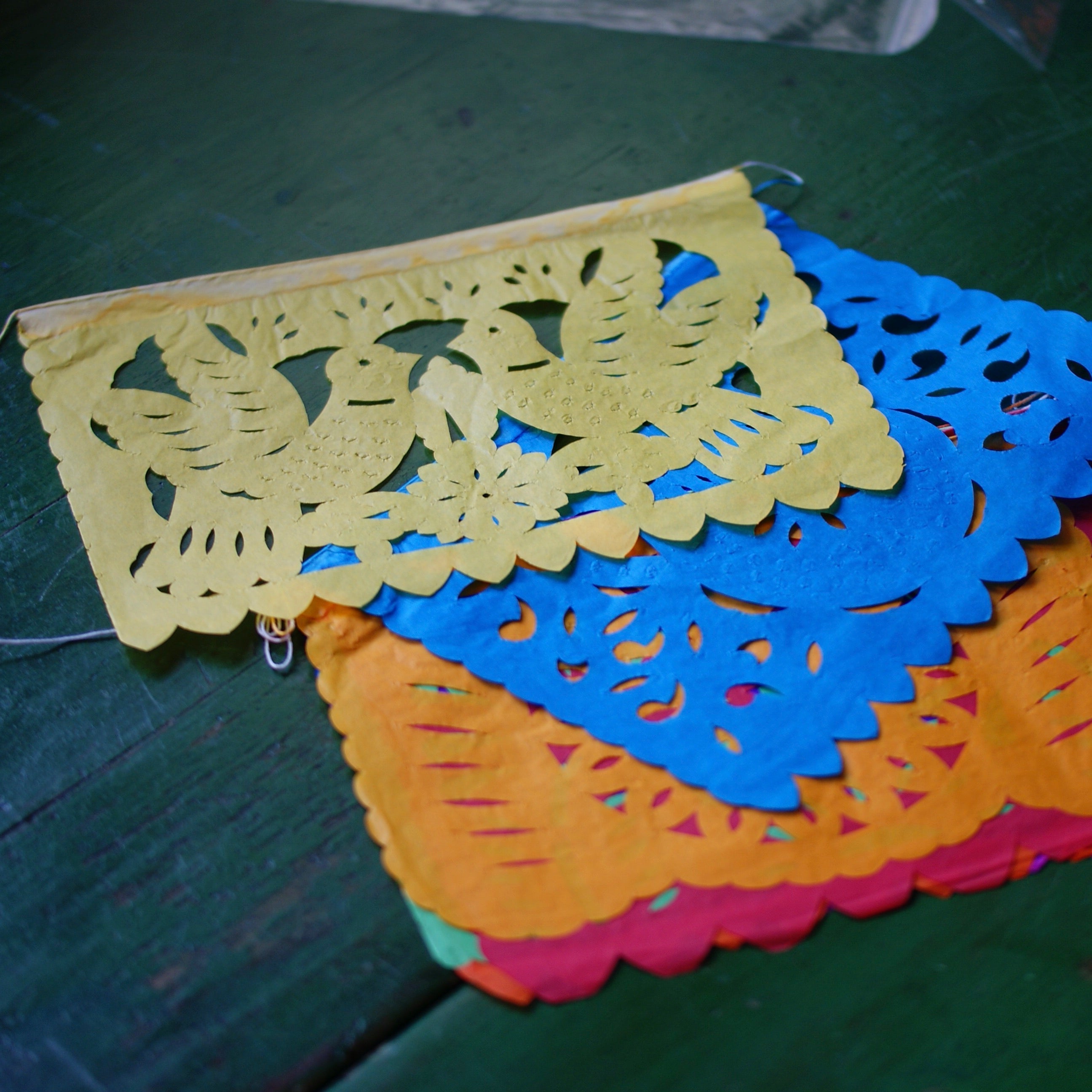 Package of Papel Picado, Medium Size/ Set of 2 packages Fiesta Zinnia Folk Arts Papel Picado Primavera/Spring Set of two strings of 10 Flags