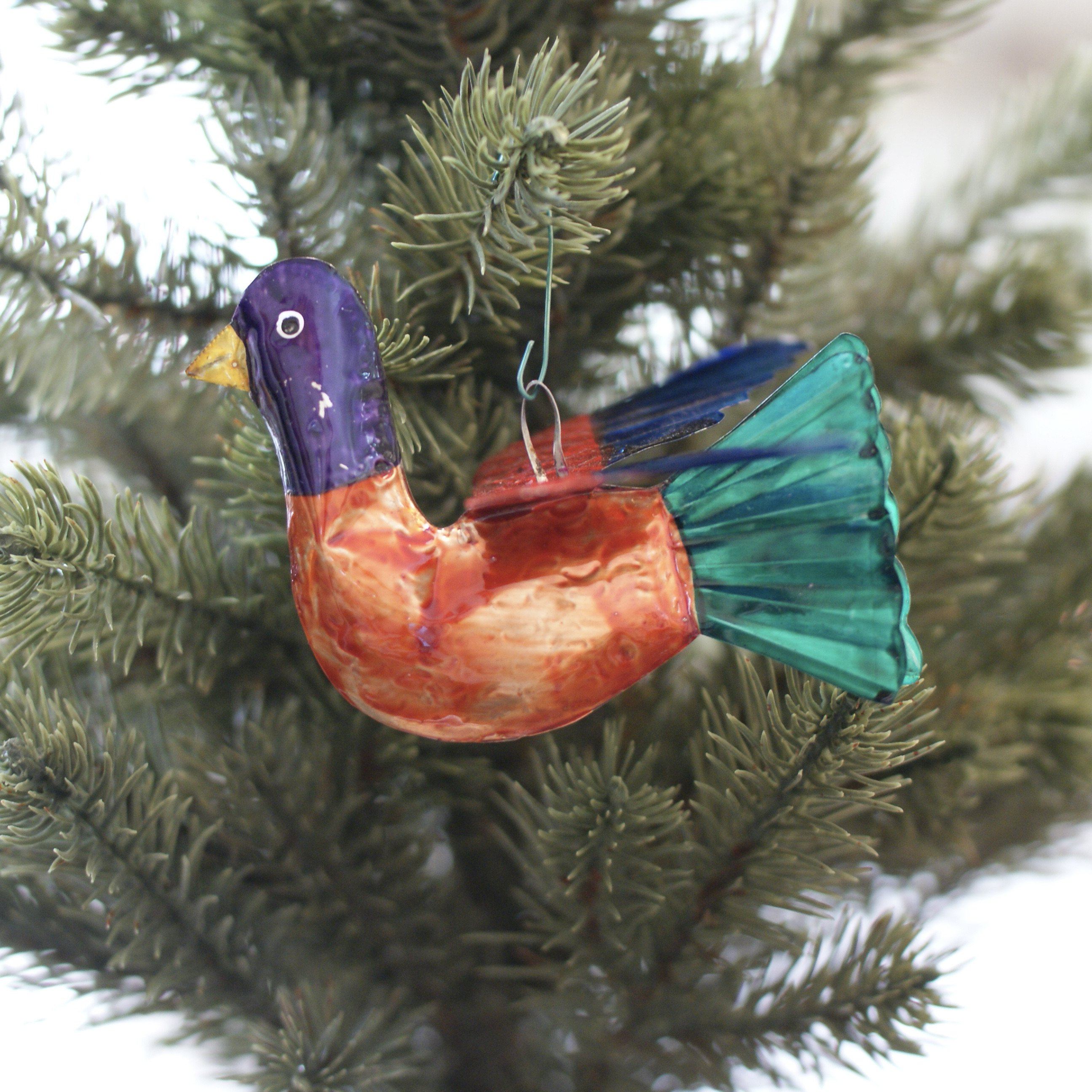 Painted Tin Mexican Paloma Dove Bird Ornaments Christmas Zinnia Folk Arts   